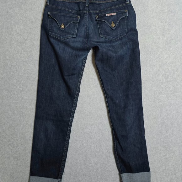 Hudson Women Sz 28 Collin Flap Pocket Mid Rise Dark Wash Skinny Cuff Crop Jeans - Picture 6 of 11